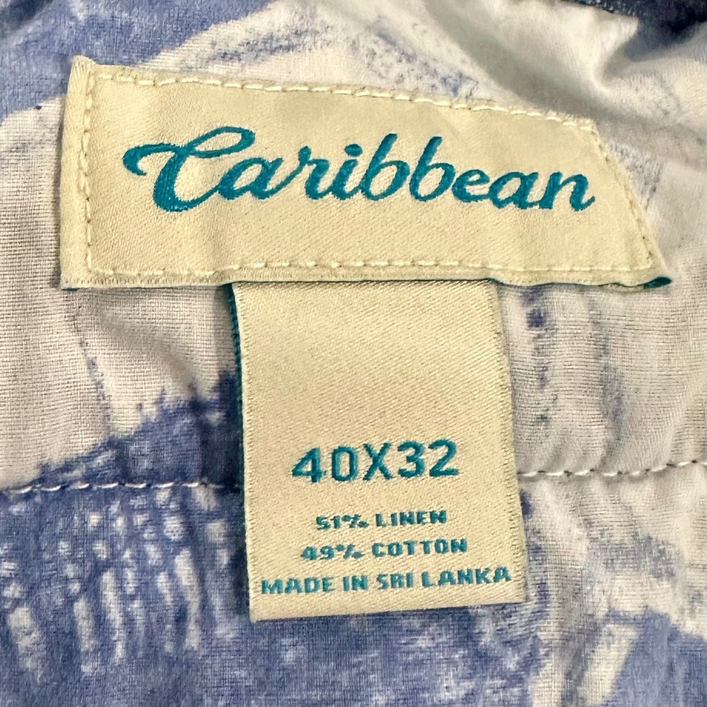 Caribbean Linen Blend Pants Mens 40x32 Blue Excellent Drawstring Straight Leg - Picture 4 of 5